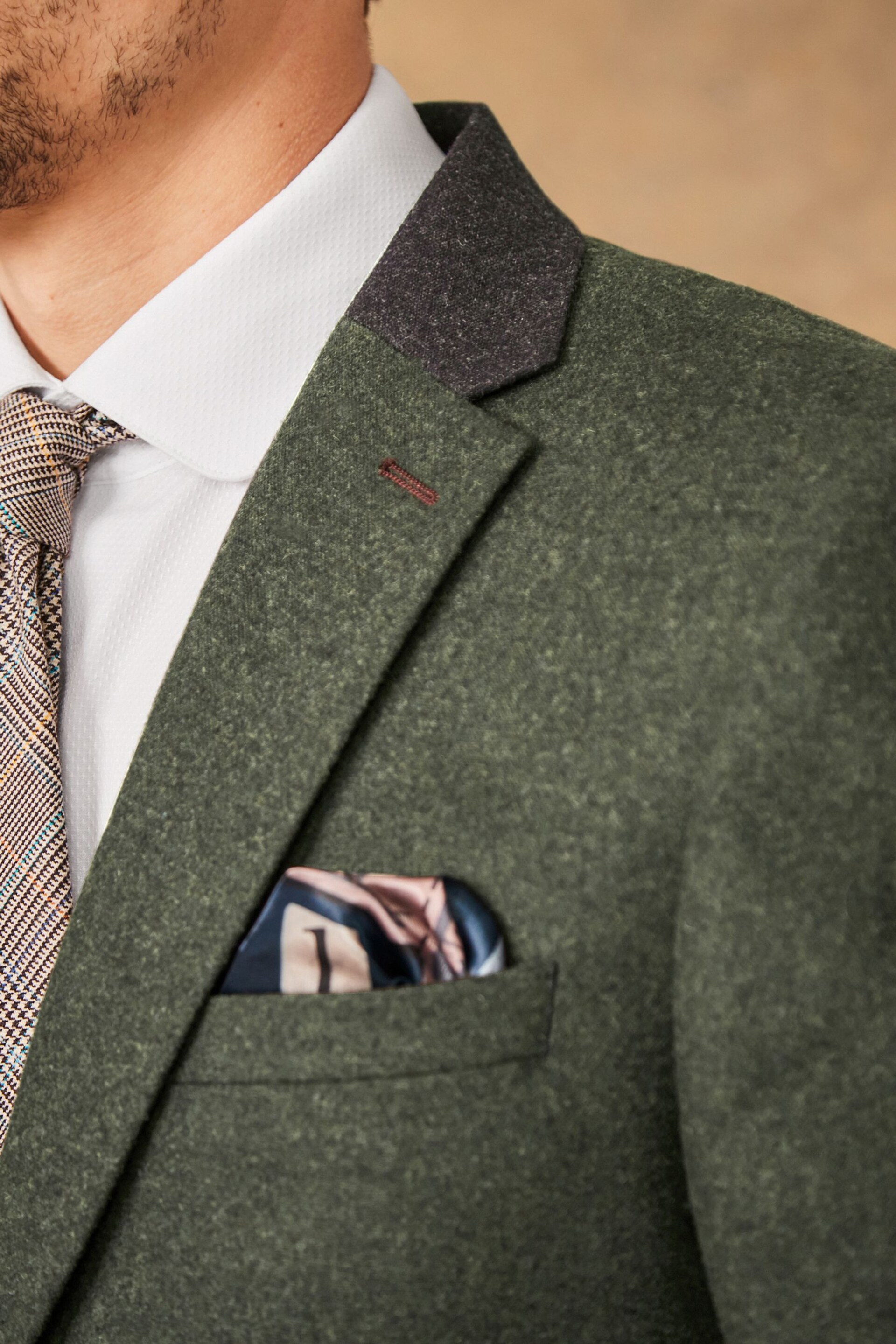 Green Slim Fit Trimmed Donegal Suit: Jacket - Image 8 of 16