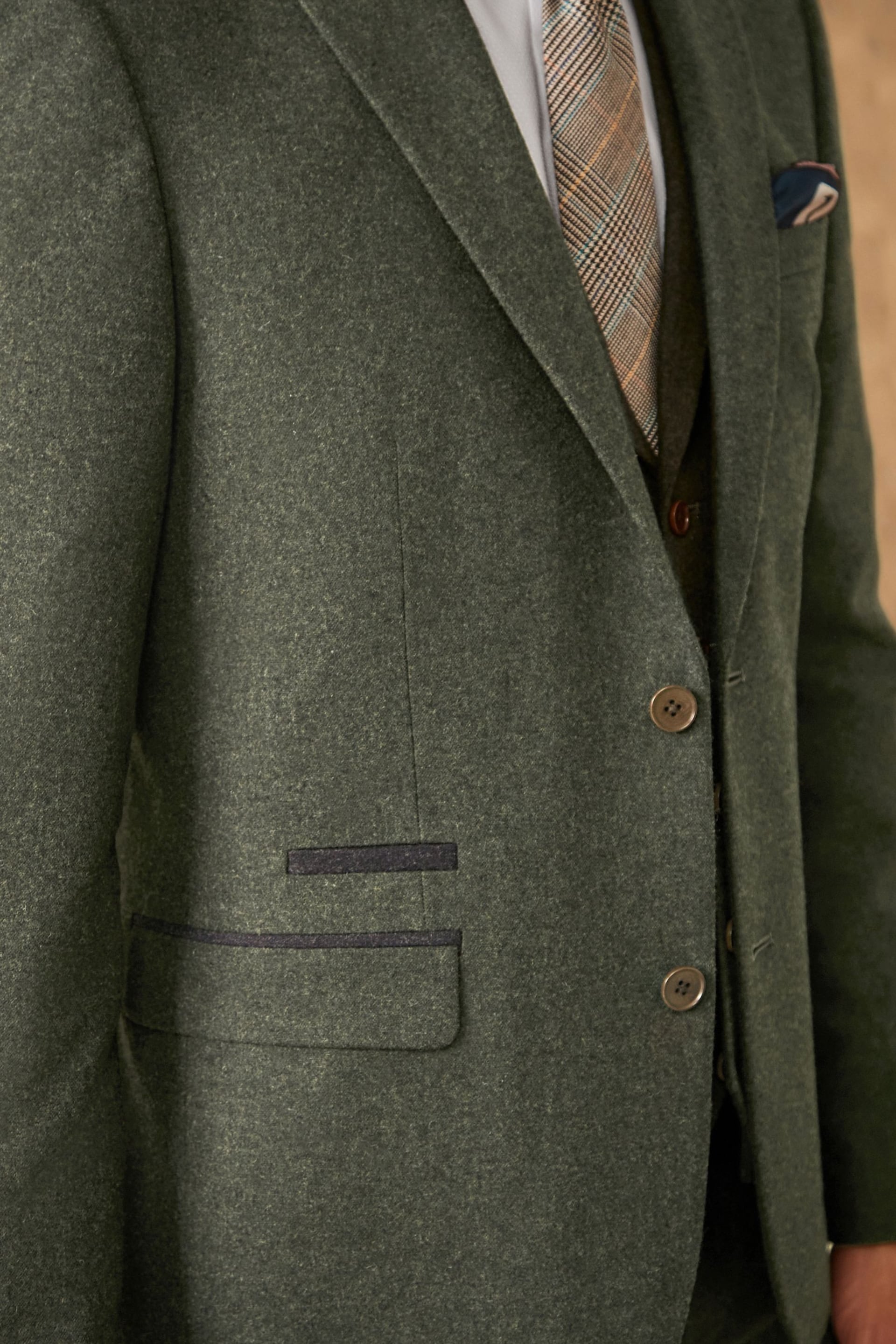 Green Slim Fit Trimmed Donegal Suit: Jacket - Image 9 of 16