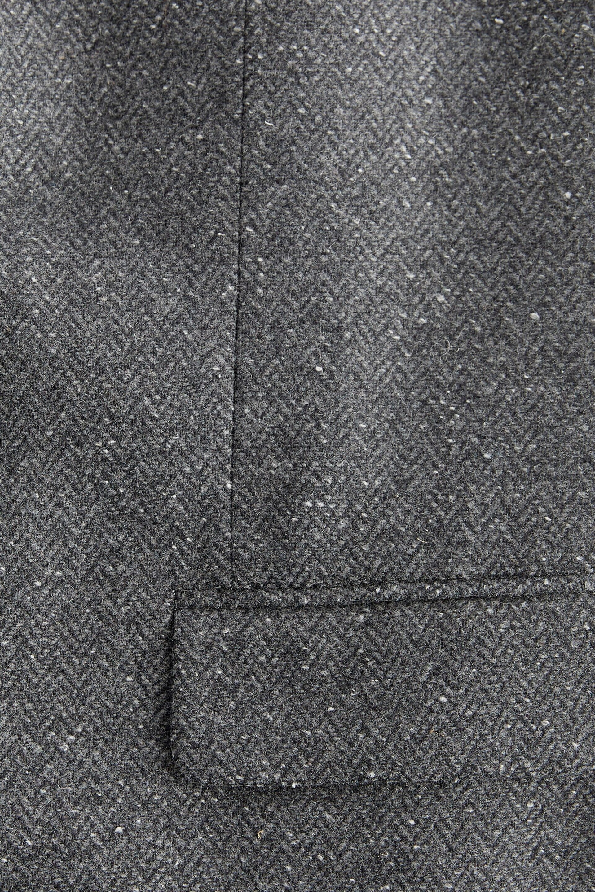 Grey Nova Fides Italian Fabric Herringbone Textured Wool Blend Suit Jacket - Image 11 of 11