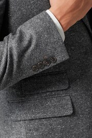 Grey Nova Fides Italian Fabric Herringbone Textured Wool Blend Suit Jacket - Image 6 of 11