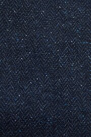 Navy Blue Regular Fit Nova Fides Italian Fabric Herringbone Textured Wool Blend Suit Jacket - Image 9 of 13