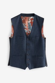 Navy Blue Nova Fides Italian Fabric Herringbone Textured Wool Content Suit Waistcoat - Image 6 of 10