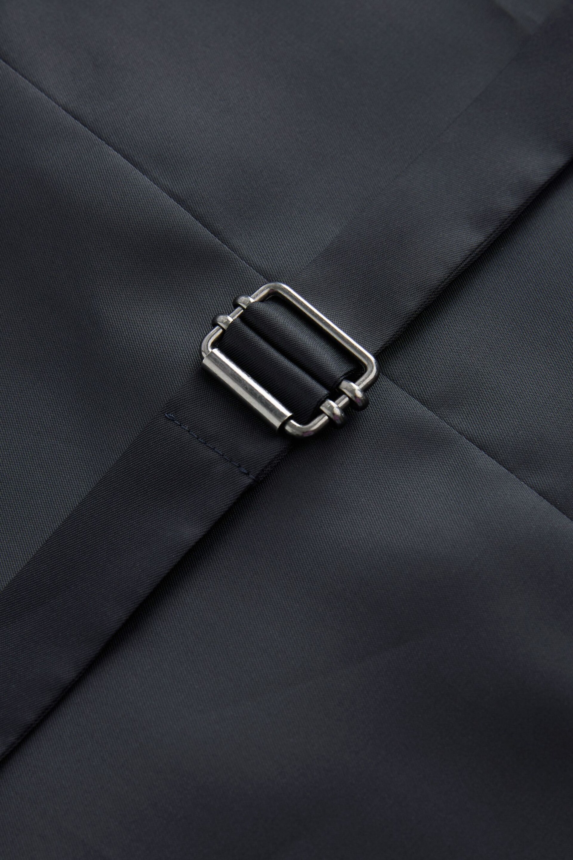 Navy Blue Nova Fides Italian Fabric Herringbone Textured Wool Content Suit Waistcoat - Image 7 of 10