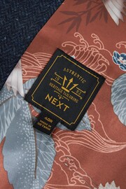 Navy Blue Nova Fides Italian Fabric Herringbone Textured Wool Content Suit Waistcoat - Image 8 of 10