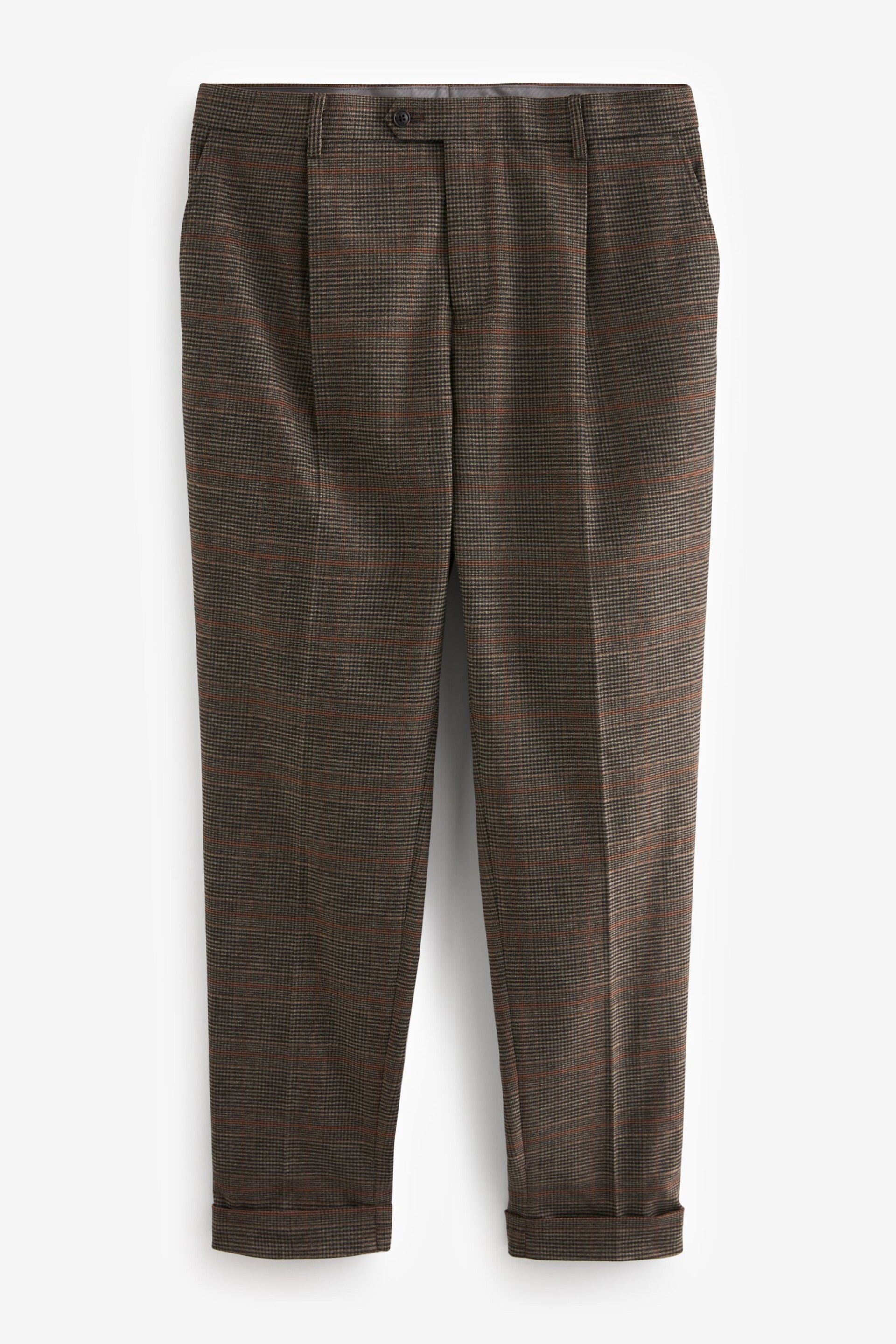 Brown Slim Check Suit Trousers - Image 7 of 11