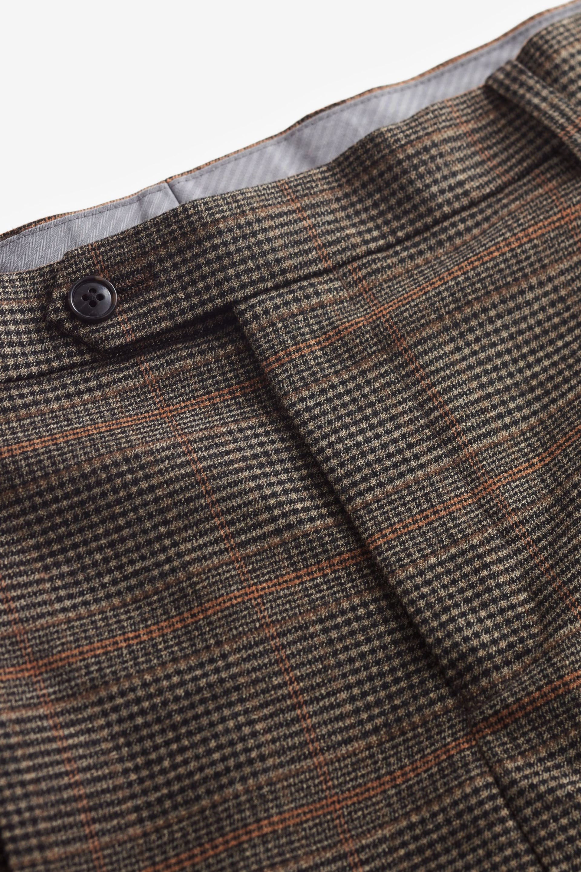 Brown Slim Check Suit Trousers - Image 8 of 11