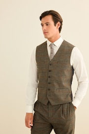 Brown Slim Check Suit Waistcoat - Image 1 of 10