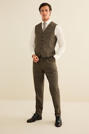 Brown Slim Check Suit Waistcoat - Image 5 of 10