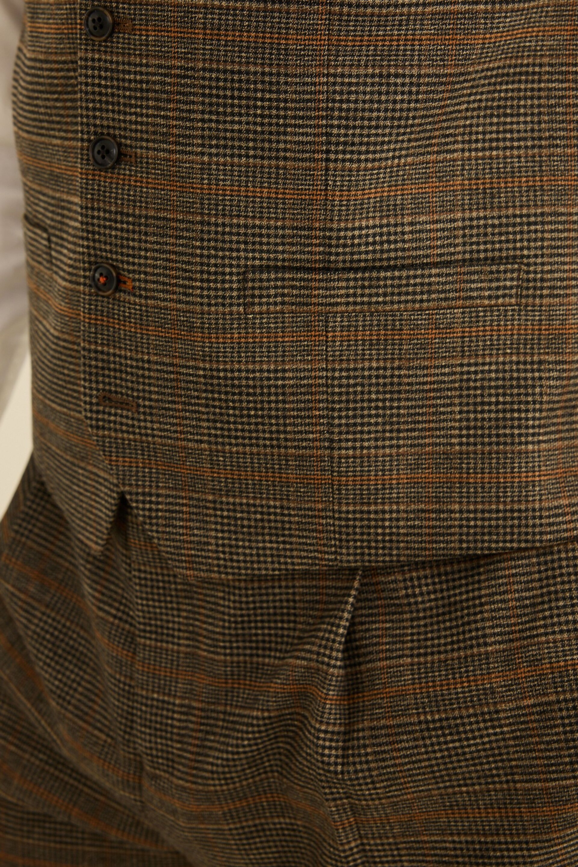 Brown Slim Check Suit Waistcoat - Image 7 of 10