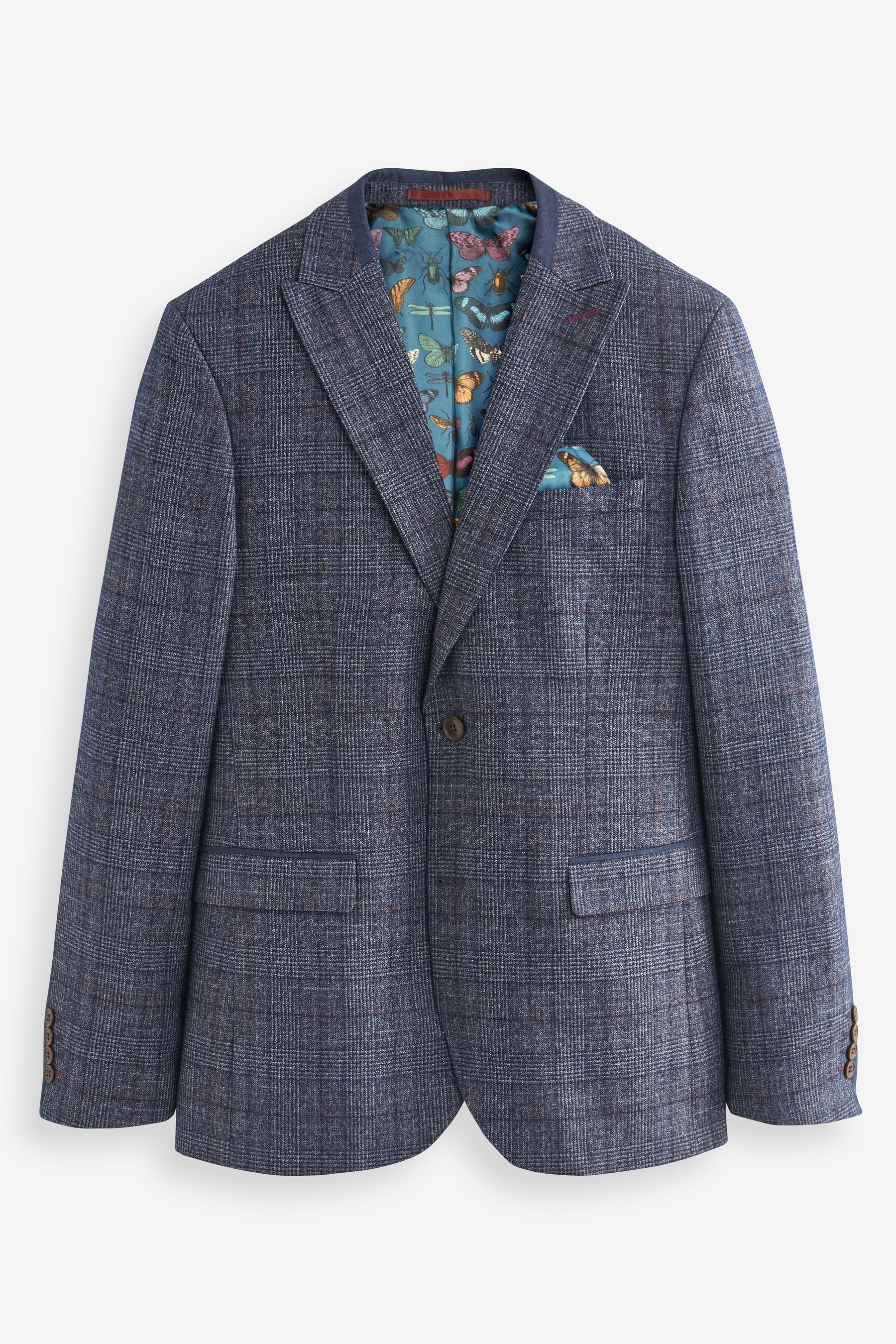 Blue check jacket mens top
