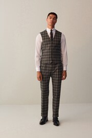 Grey Slim Fit Trimmed Check Suit: Waistcoat - Image 2 of 9