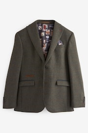 Green Regular Fit Trimmed Check Suit Jacket - Image 11 of 15