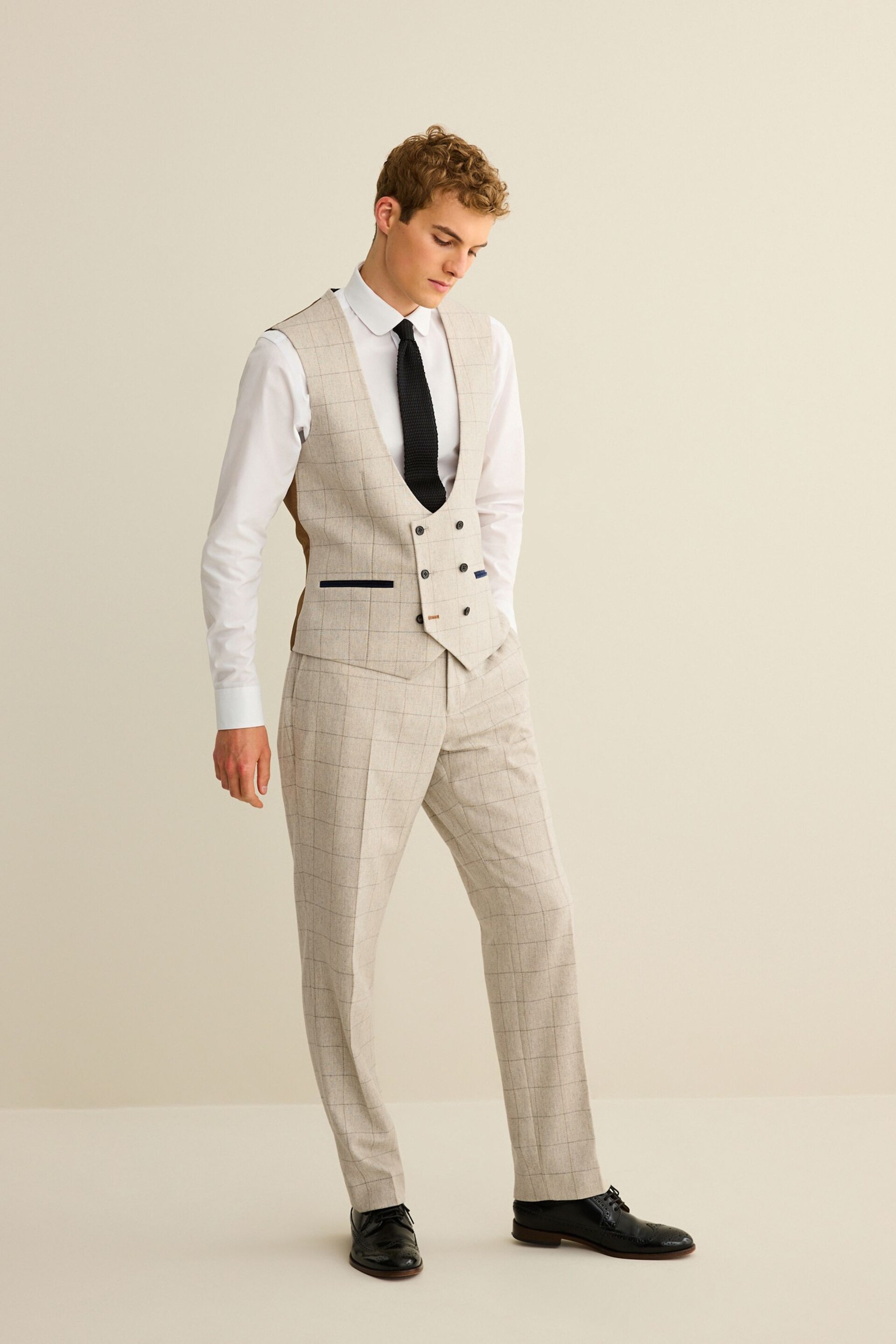 Light Grey Trimmed Check Waistcoat - Image 2 of 10