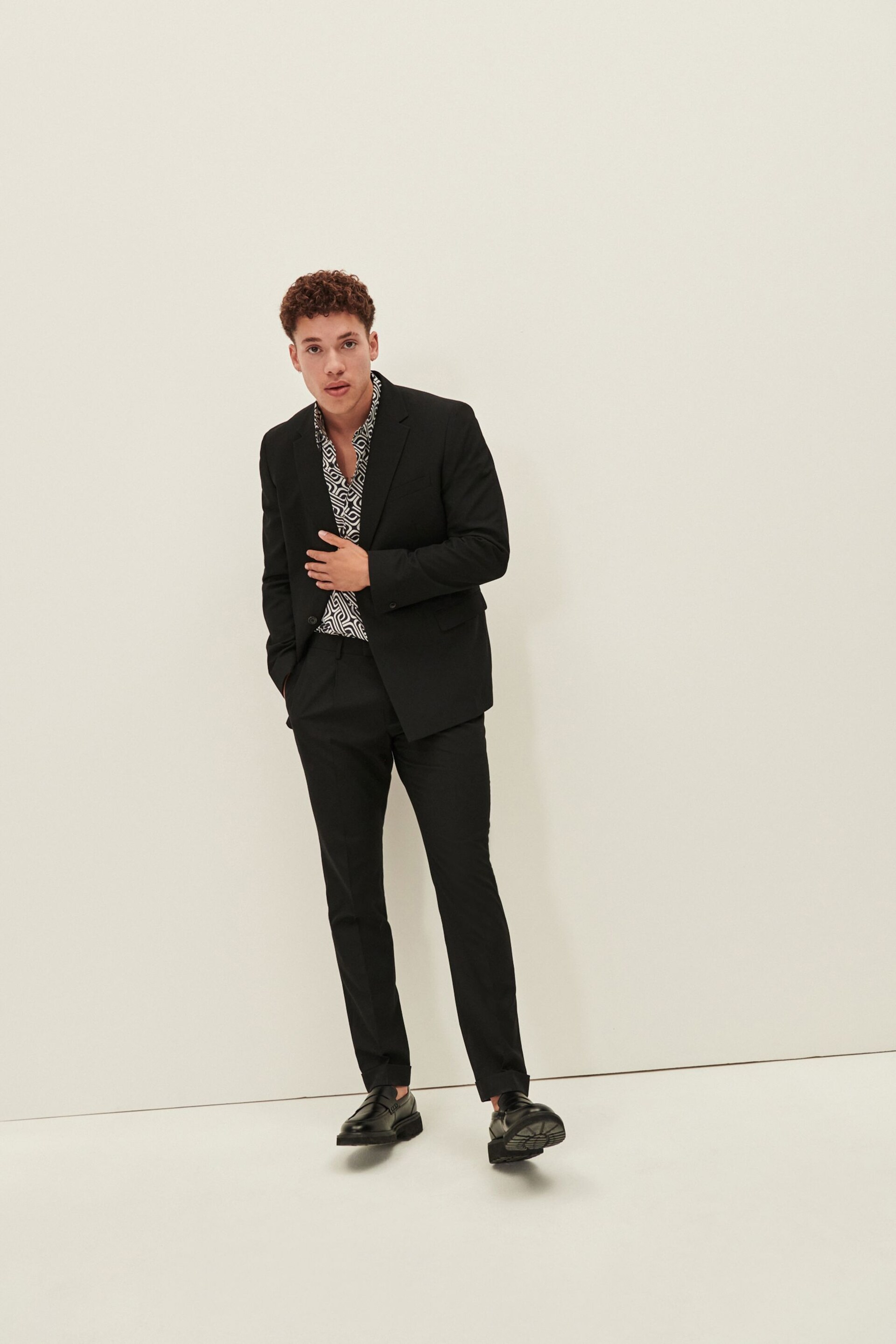 Black EDIT Slim Fit Wrap Front Suit Jacket - Image 2 of 7