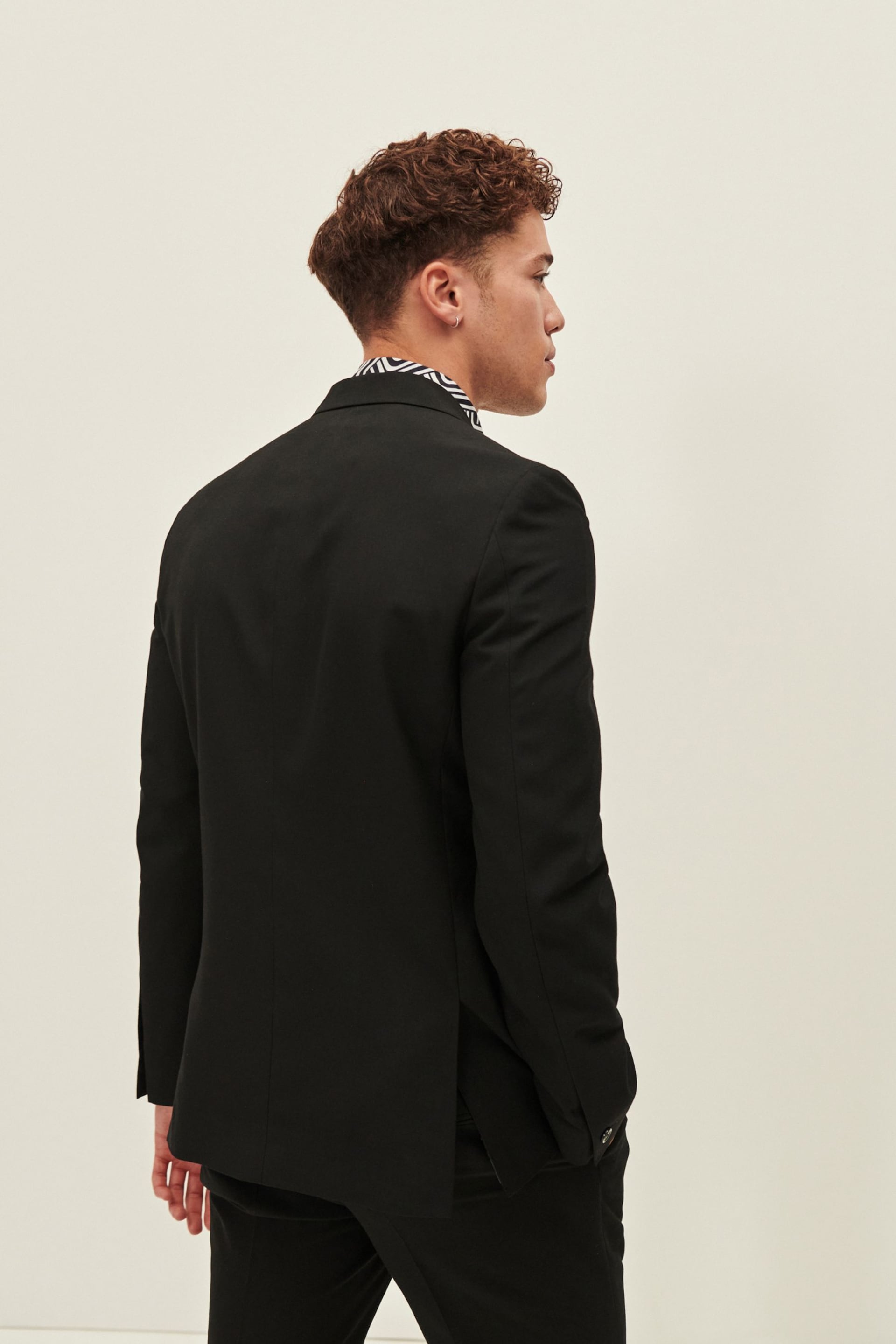 Black EDIT Slim Fit Wrap Front Suit Jacket - Image 3 of 7