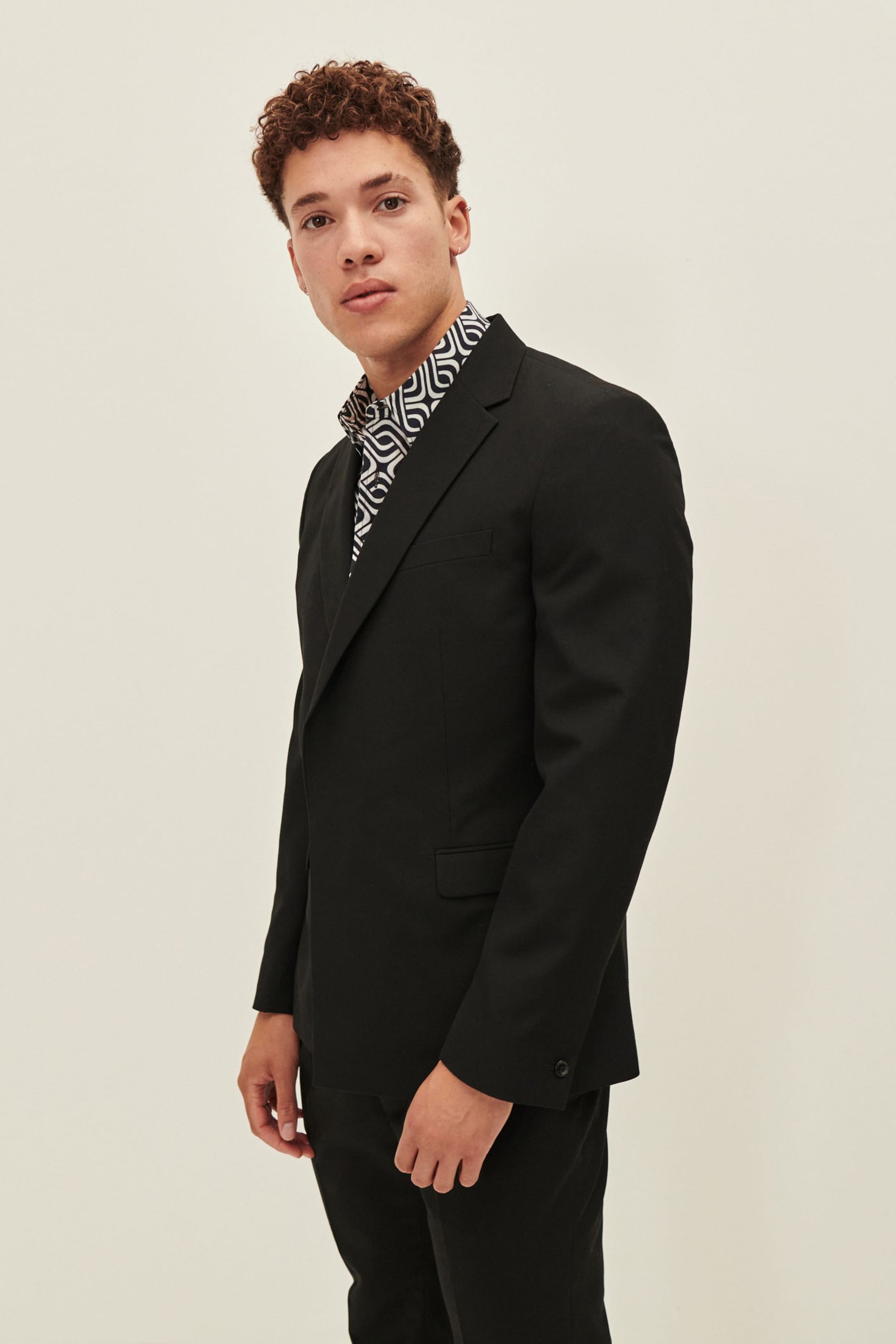Black EDIT Slim Fit Wrap Front Suit Jacket - Image 6 of 7