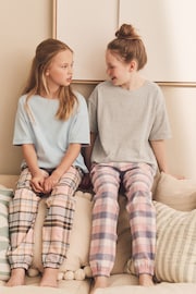 Blue/Grey Woven Check Pyjamas 2 Packs (3-16yrs) - Image 2 of 7