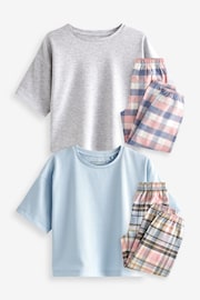 Blue/Grey Woven Check Pyjamas 2 Packs (3-16yrs) - Image 4 of 7