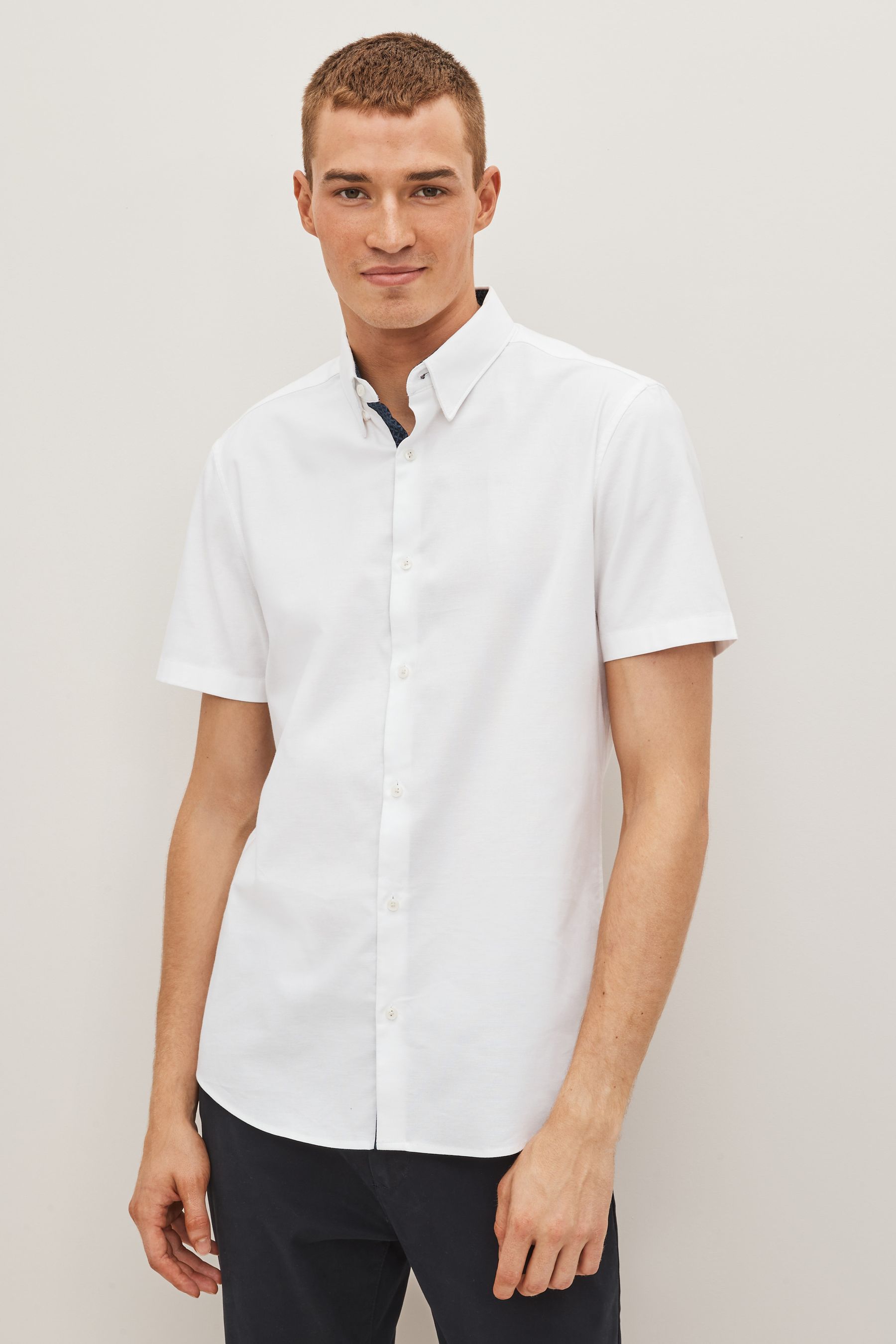 Short sleeve white dress shirt slim fit 2025