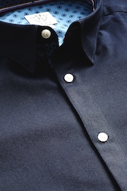 Navy Blue Slim Fit Stretch Oxford Long Sleeve Shirt - Image 5 of 6