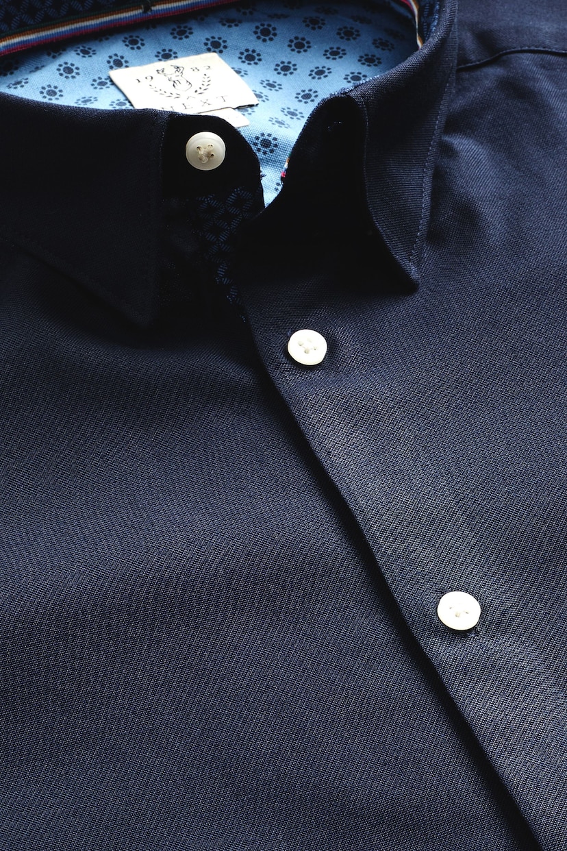 Navy Blue Stretch Oxford Long Sleeve Shirt - Image 5 of 6
