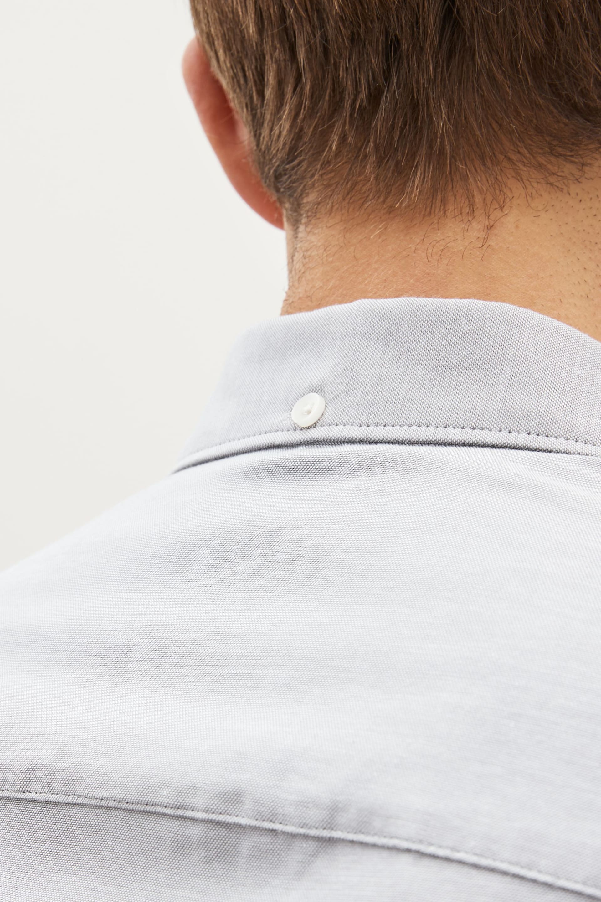 Light Grey Stretch Oxford Short Sleeve Shirt - Image 4 of 8