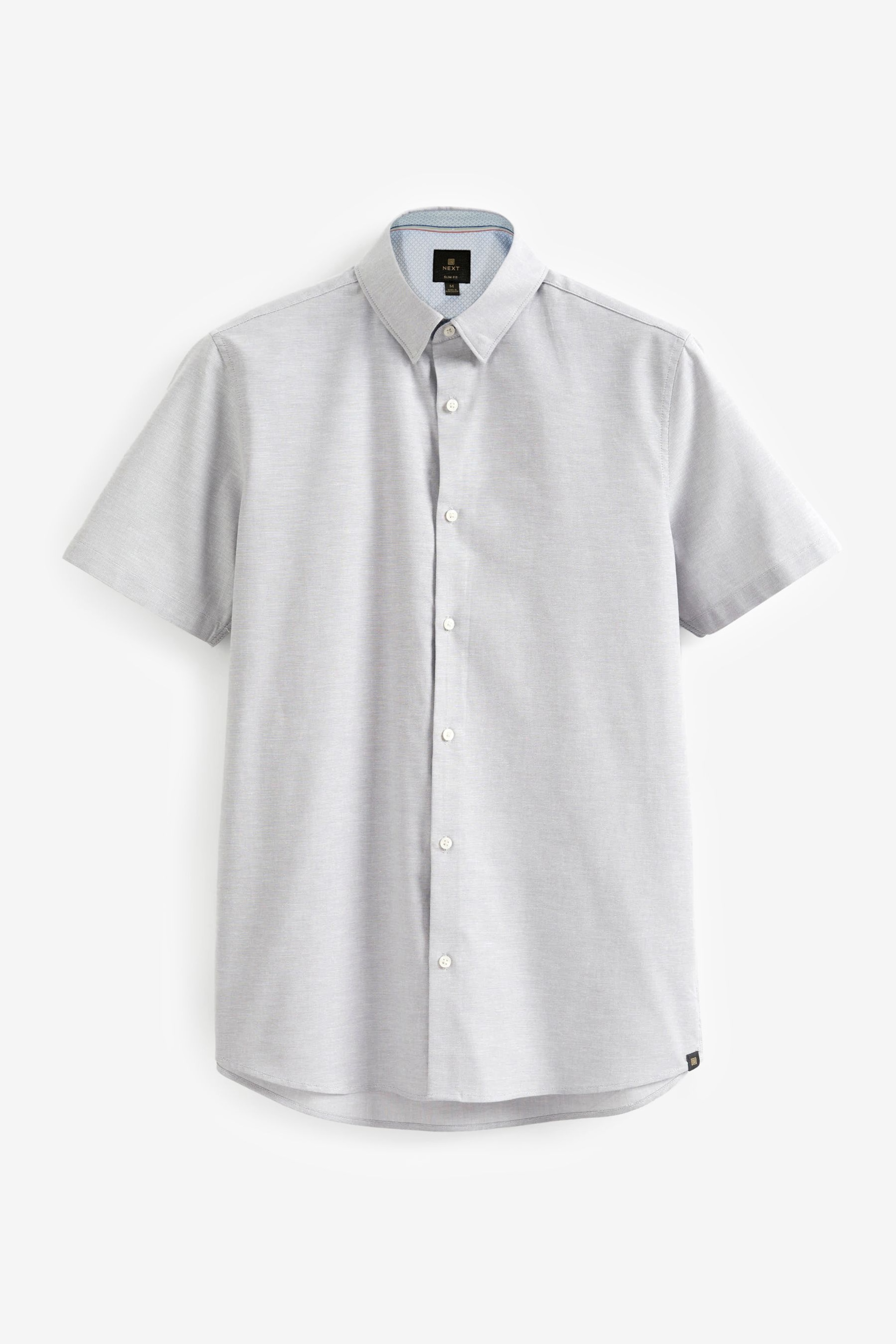 Light Grey Stretch Oxford Short Sleeve Shirt - Image 6 of 8