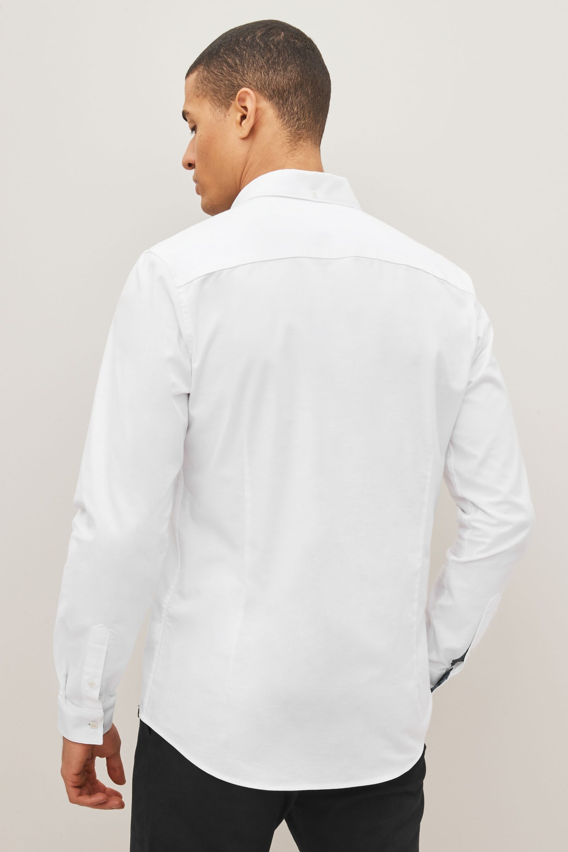 White Stretch Oxford Long Sleeve Shirt - Image 2 of 7