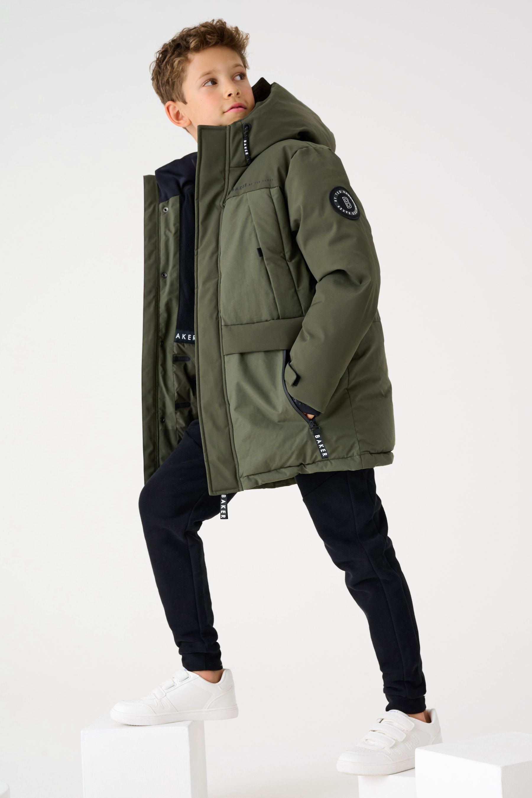 Buy Baker by Ted Baker Khaki Green Shower Resistant Parka Coat from Next Luxembourg