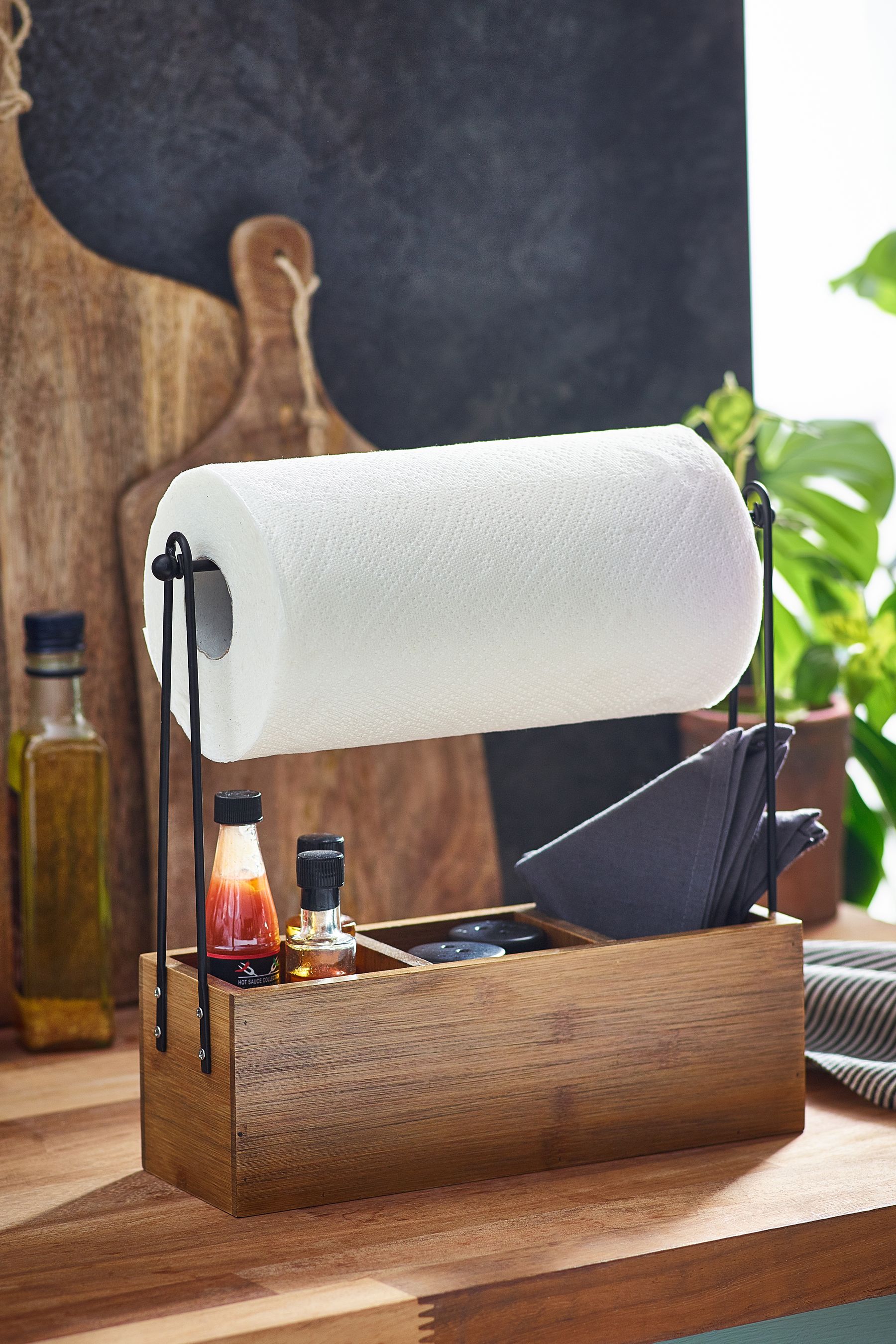 Buy Black Bronx Multi Functional Kitchen Roll Holder and Caddy from Next Luxembourg