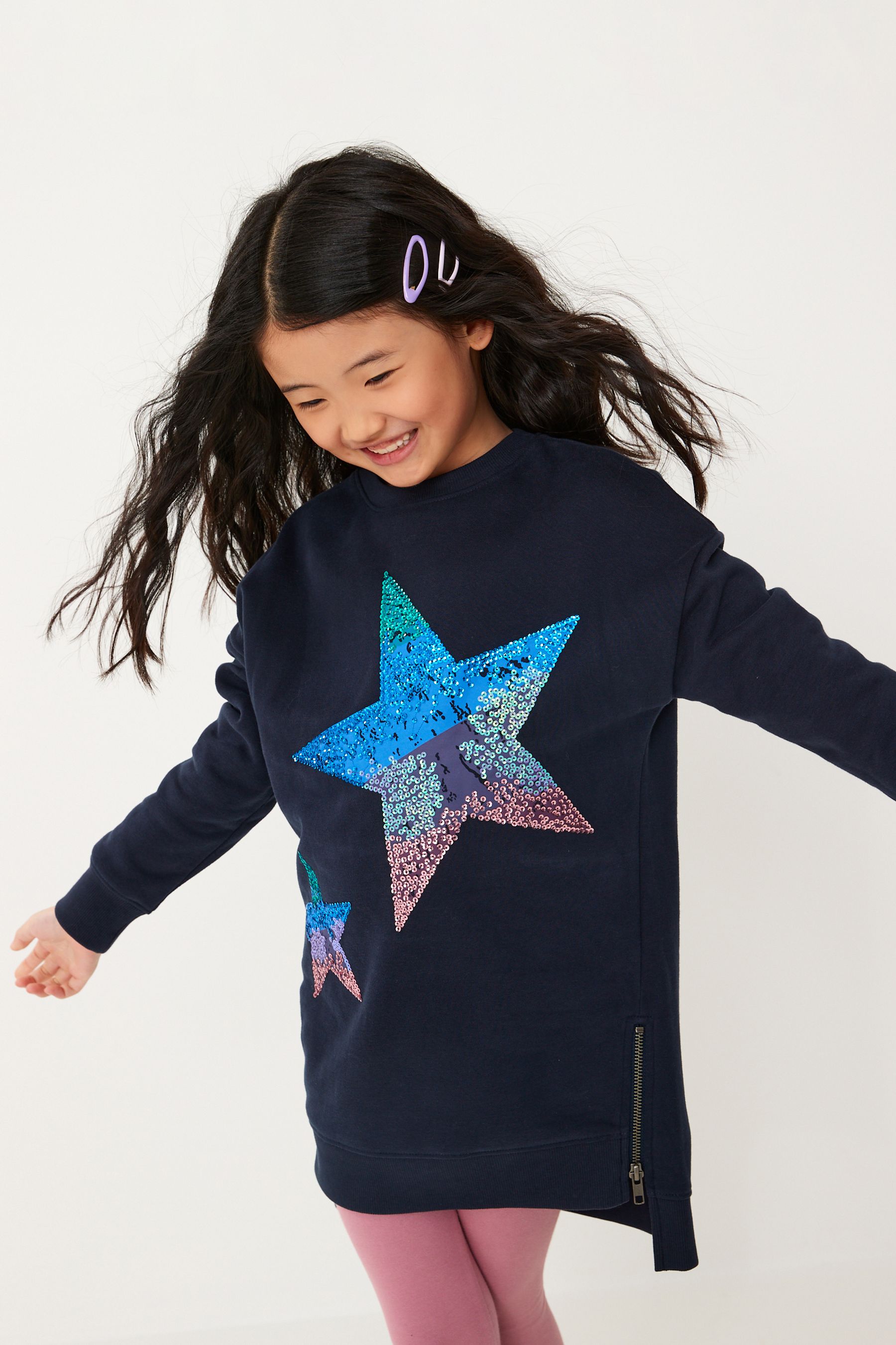 Buy Navy Rainbow Sequin Star Soft Jumper Dress 3 16yrs from Next Luxembourg