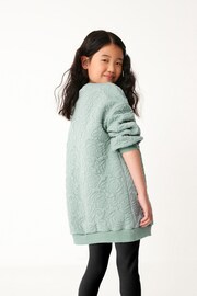 Mint Green/ Blue Floral Quilted Soft Jumper Dress (3-16yrs) - Image 3 of 6