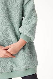 Mint Green/ Blue Floral Quilted Soft Jumper Dress (3-16yrs) - Image 4 of 6