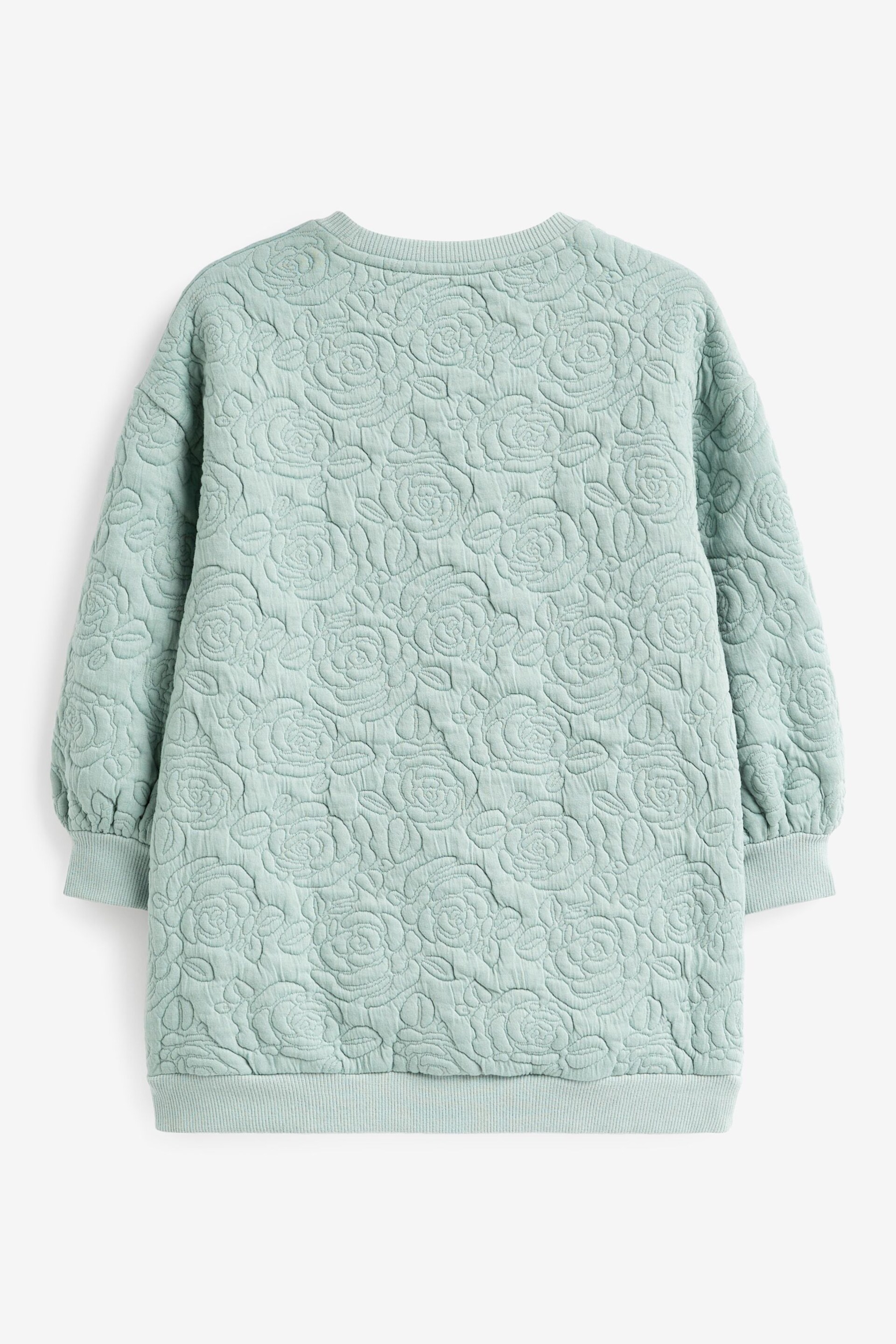 Mint Green/ Blue Floral Quilted Soft Jumper Dress (3-16yrs) - Image 6 of 6