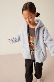 Grey Sparkle Teddy Borg Fleece Jacket Zip Hoodie (3-16yrs) - Image 4 of 4