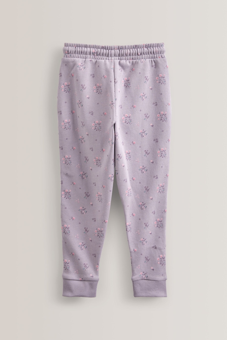 Pink/Ecru Cream/Floral Soft Jersey Joggers 3 Pack (3-16yrs) - Image 2 of 3