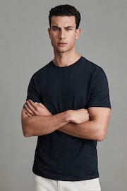 Reiss Navy Bless Marl Crew Neck T-Shirt - Image 1 of 6