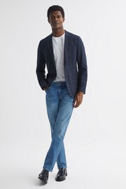 Reiss Washed Blue Calik Tapered Slim Fit Jeans - Image 3 of 5