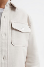 Reiss Stone Carlo Junior Long Sleeve Textured Overshirt - Image 4 of 6