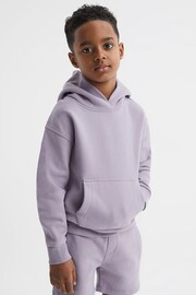 Reiss Lilac Alexander Junior Oversized Cotton Jersey Hoodie - Image 1 of 6