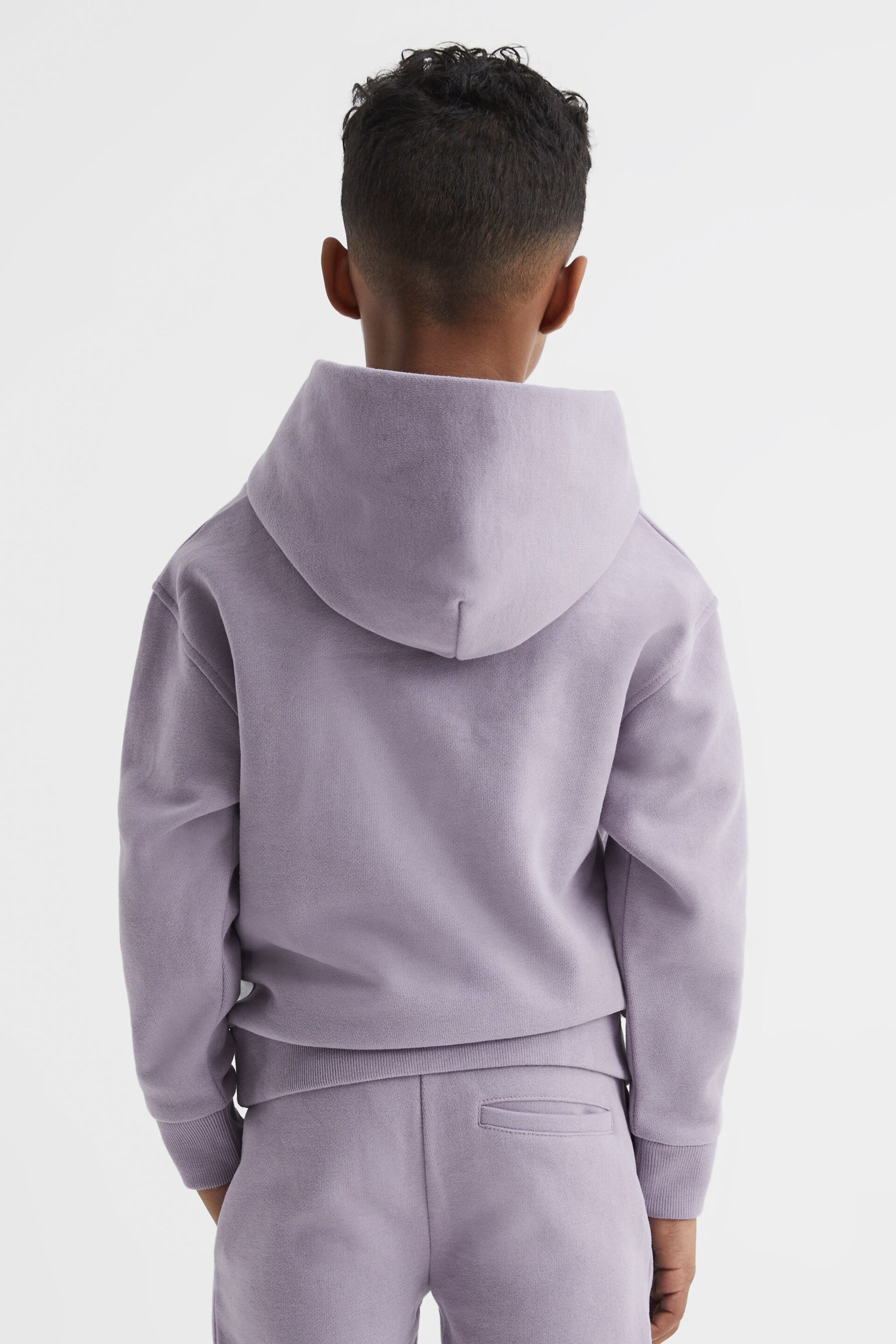 Reiss Lilac Alexander Junior Oversized Cotton Jersey Hoodie - Image 5 of 6