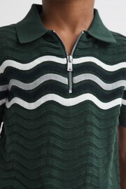 Reiss Emerald Cole Senior Half-Zip Textured T-Shirt - Image 4 of 6