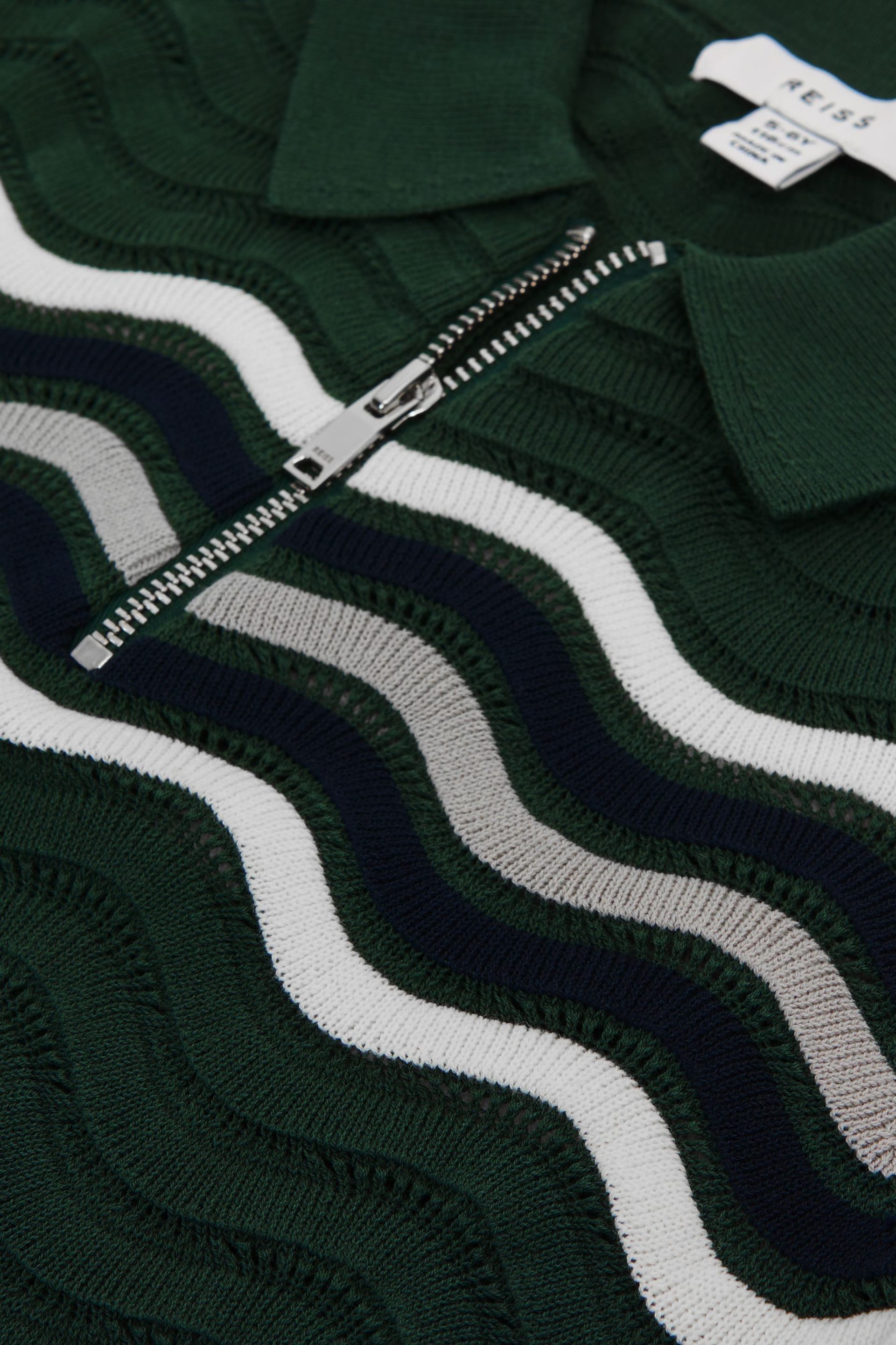 Reiss Emerald Cole Senior Half-Zip Textured T-Shirt - Image 6 of 6