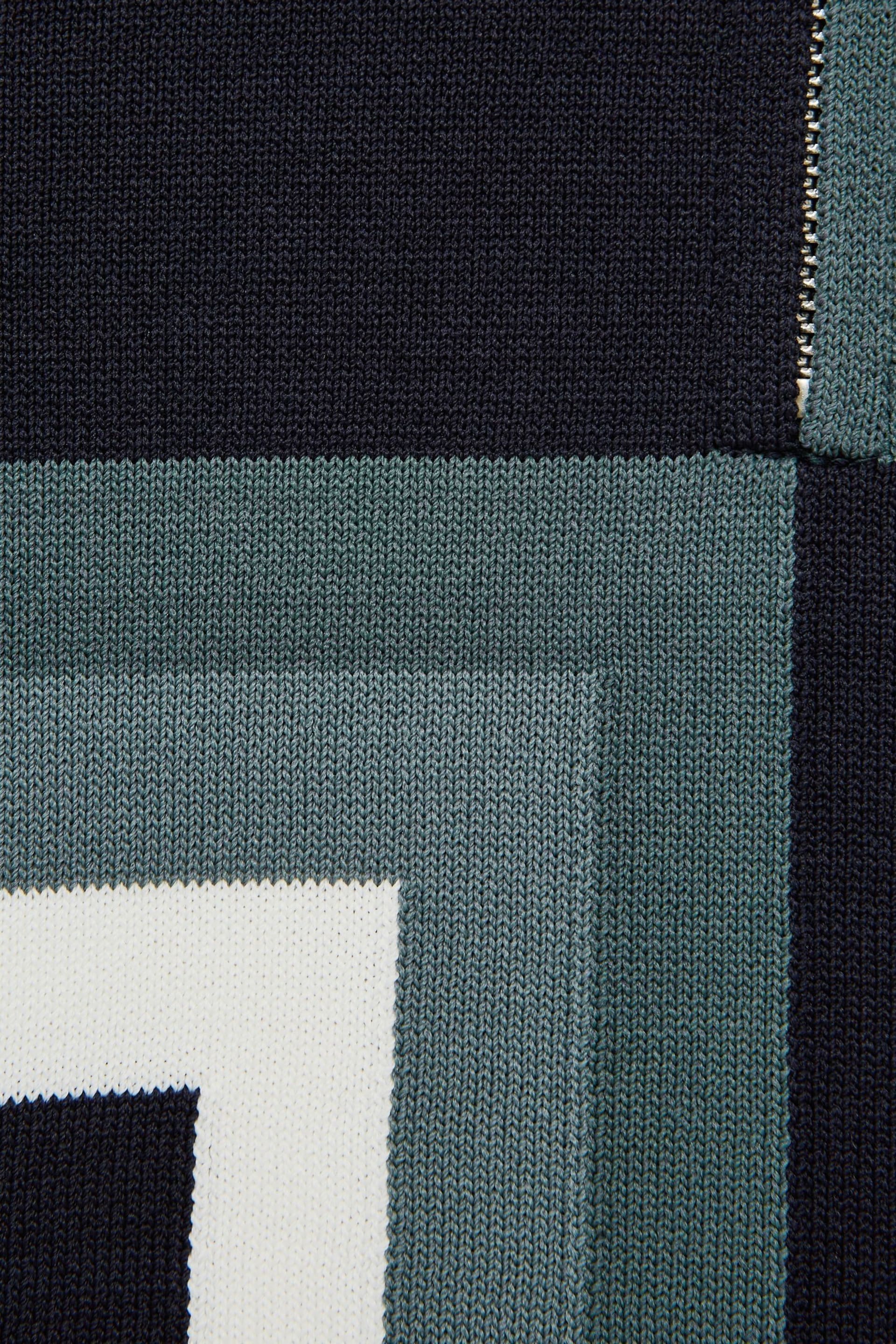 Reiss Navy Chapel Junior Slim Fit Short Sleeve Half Zip Polo Shirt - Image 6 of 6