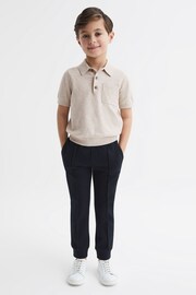 Reiss Oatmeal Ralphy Junior Buttoned Linen Polo - Image 1 of 6