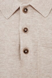 Reiss Oatmeal Ralphy Junior Buttoned Linen Polo - Image 6 of 6