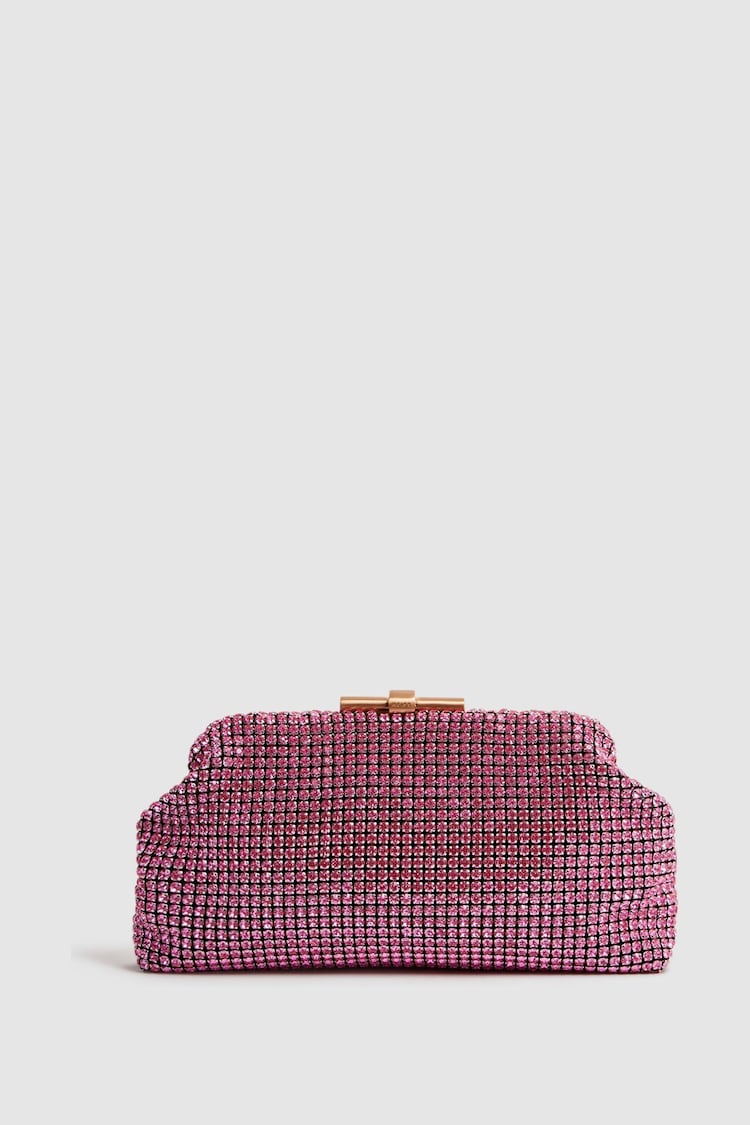 Reiss Rose Adaline Embellished Clutch Bag - Image 1 of 7