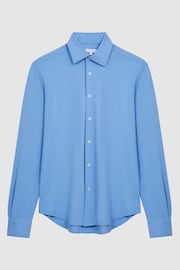 Reiss Soft Blue Voyager Slim Fit Button-Through Travel Shirt - Image 2 of 6