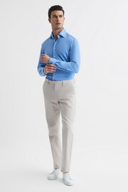 Reiss Soft Blue Voyager Slim Fit Button-Through Travel Shirt - Image 3 of 6