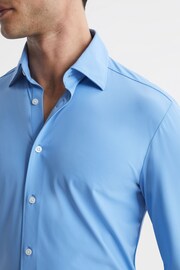 Reiss Soft Blue Voyager Slim Fit Button-Through Travel Shirt - Image 4 of 6